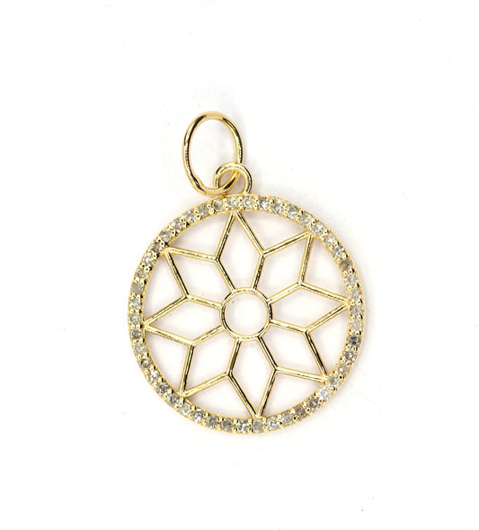 Round 14k Solid Gold Diamond Pendants.