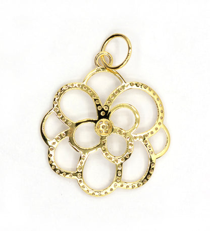 Flower 14k Solid Gold Diamond Pendants.