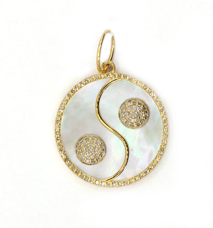Yin Yang Symbol 14k Solid Gold Diamond Pendants