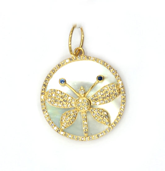Round 14k Solid Gold Diamond Pendants