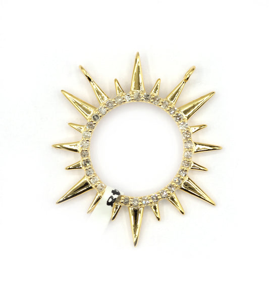 Sun 14k Solid Gold Diamond Pendants