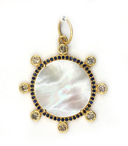 Round 14k Solid Gold Diamond Pendants With Pearl