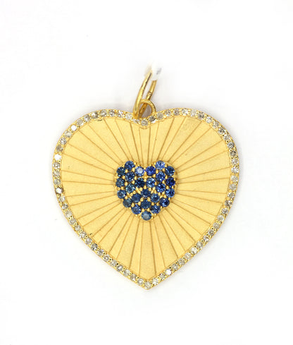Heart 14k Solid Gold Diamond Pendants