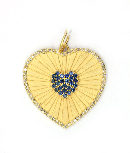 Heart 14k Solid Gold Diamond Pendants