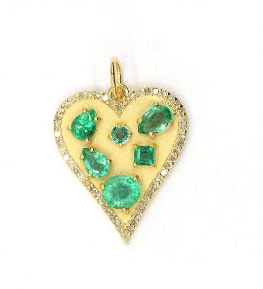 Heart 14k Solid Gold Diamond Pendants.
