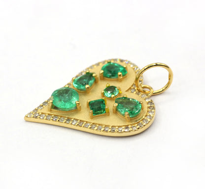 Heart 14k Solid Gold Diamond Pendants.