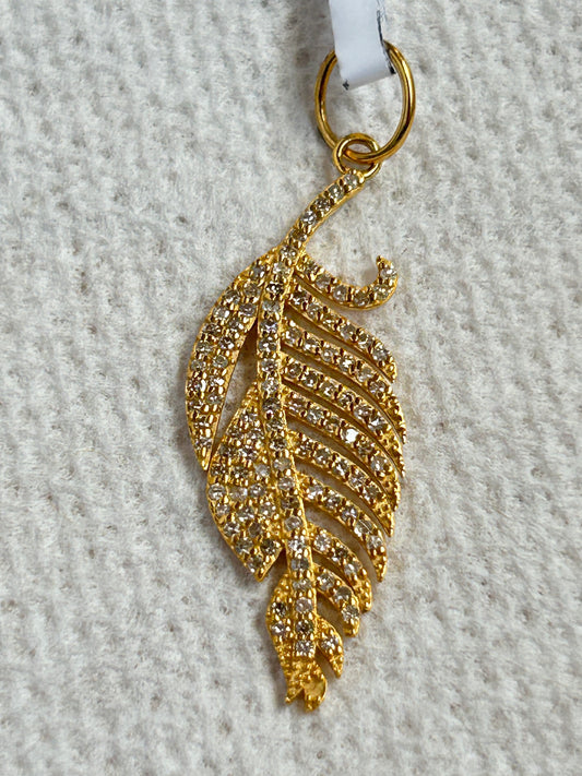Leaf 14k Solid Gold Diamond Pendants.
