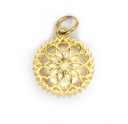14K Gold Coin Pendant with Pearls