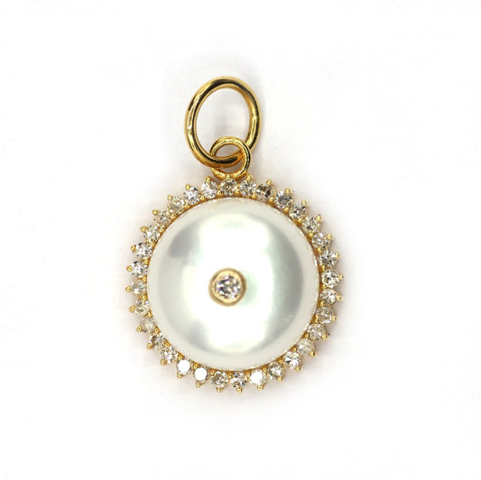 14K Gold Coin Pendant with Pearls