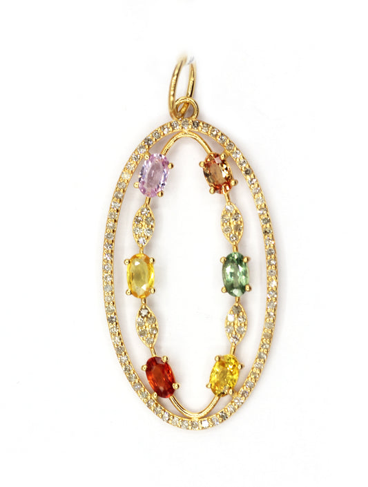 Oval 14k Solid Gold Diamond Pendants