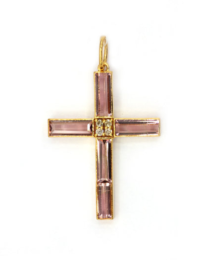 Cross 14k Solid Gold Diamond Pendants