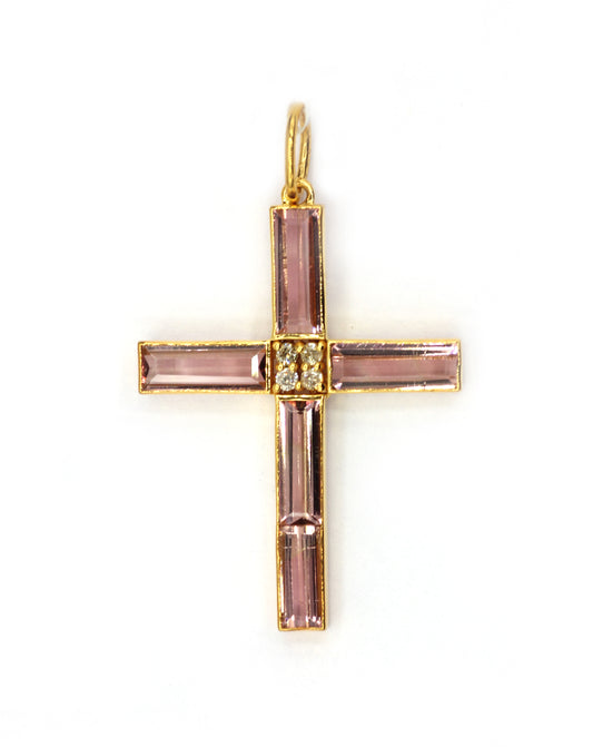 Cross 14k Solid Gold Diamond Pendants