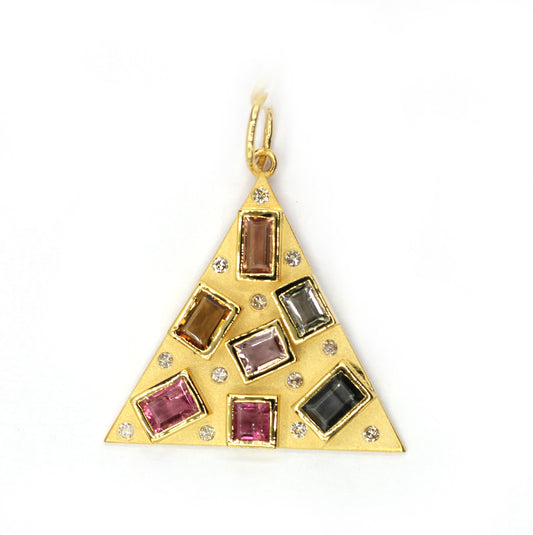Triangle 14k Solid Gold Diamond Pendants