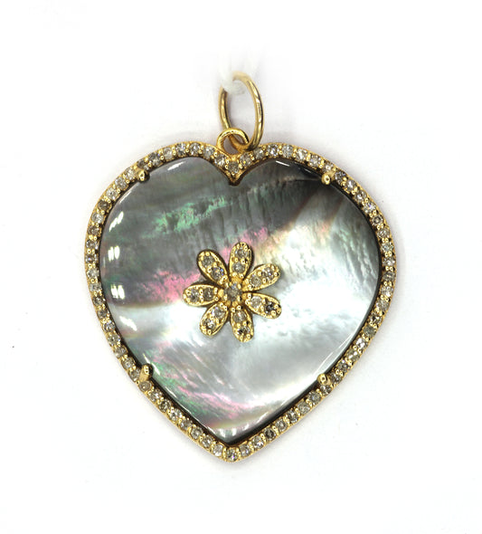 Black Mother of Pearl 14k Solid Gold Diamond Pendants