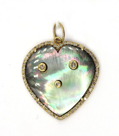 Black Mother of Pearl 14k Solid Gold Diamond Pendants