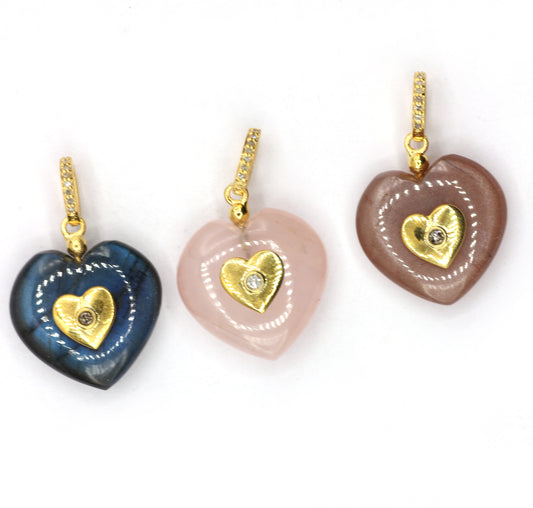 Heart Silver Pave Diamond Pendant