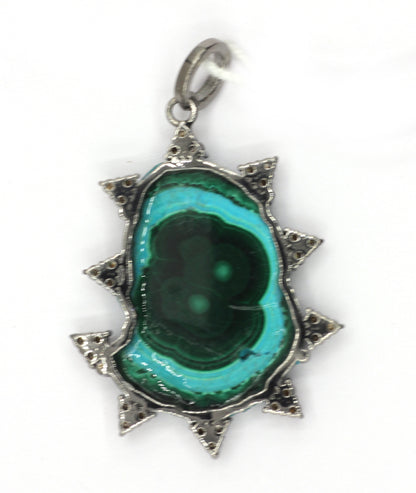 Malachite  Pave Diamond Pendant