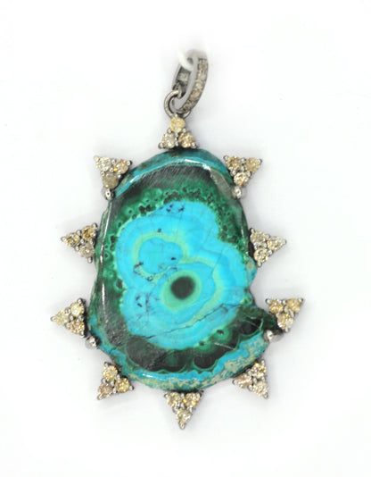 Malachite  Pave Diamond Pendant
