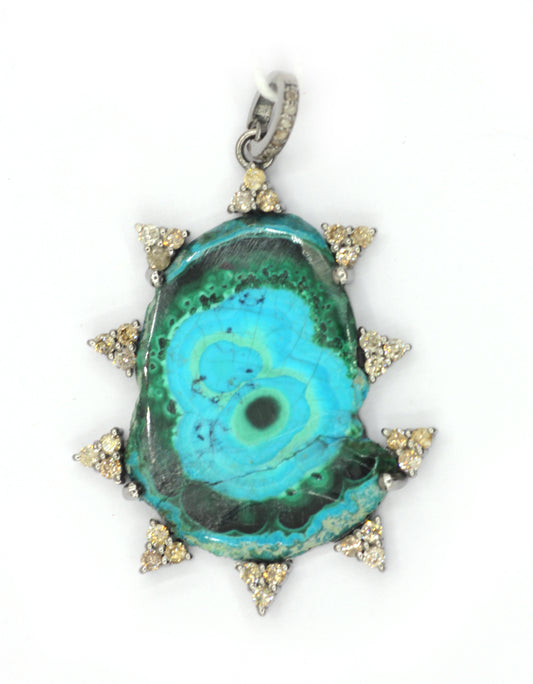 Malachite  Pave Diamond Pendant