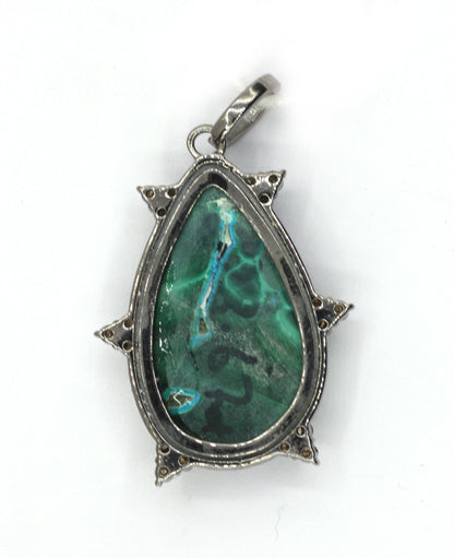 Malachite  Pave Diamond Pendant