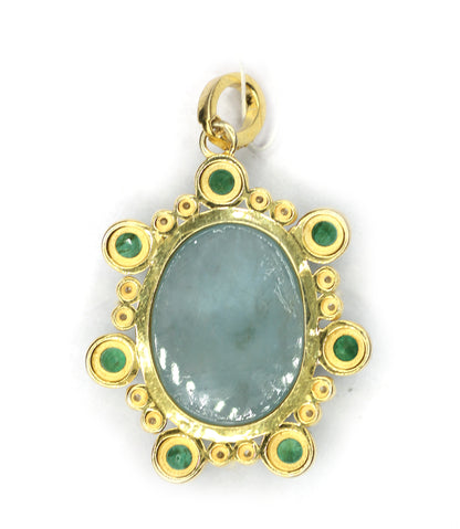 Oval Silver Pave Diamond Pendant