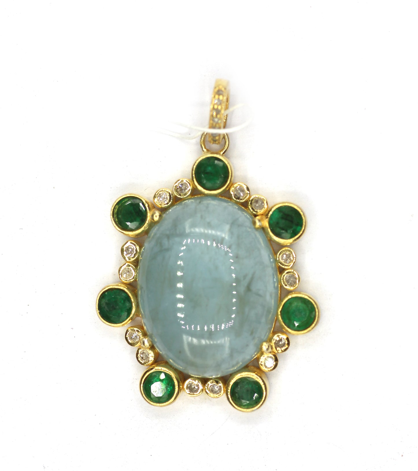 Oval Silver Pave Diamond Pendant