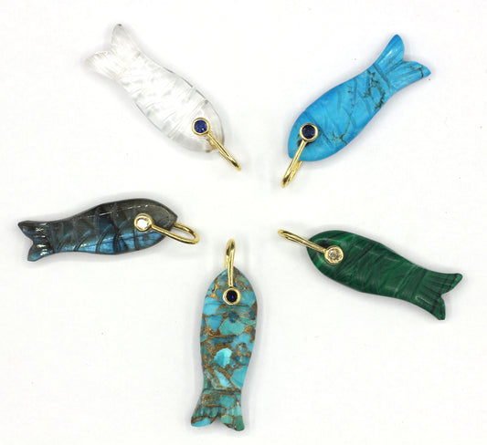 Fish Silver Pave Diamond Pendant