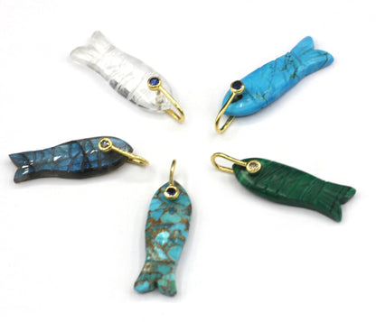 Fish Silver Pave Diamond Pendant