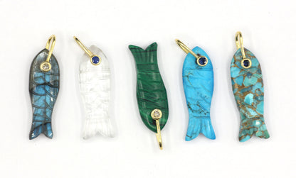 Fish Silver Pave Diamond Pendant