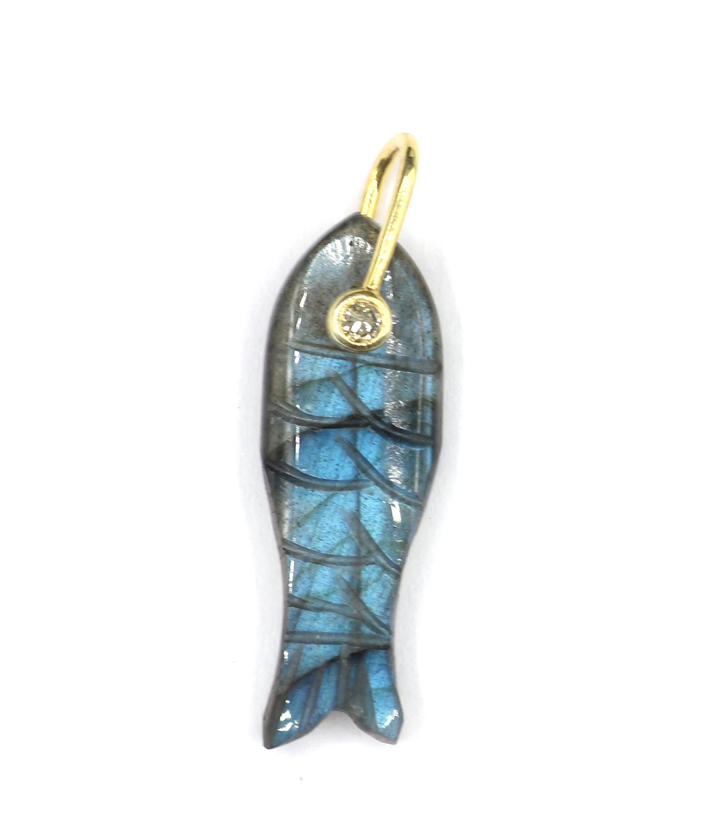 Fish Silver Pave Diamond Pendant