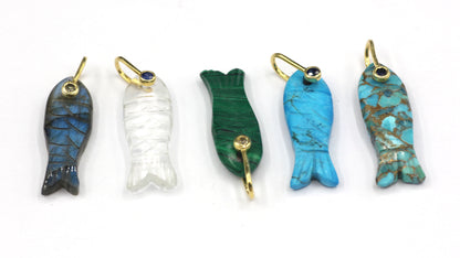 Fish Silver Pave Diamond Pendant