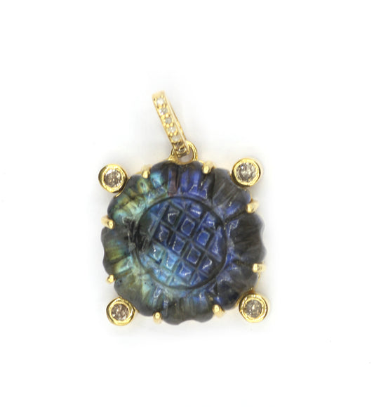 Labradorite Pave Diamond Pendant