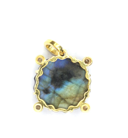 Labradorite Pave Diamond Pendant
