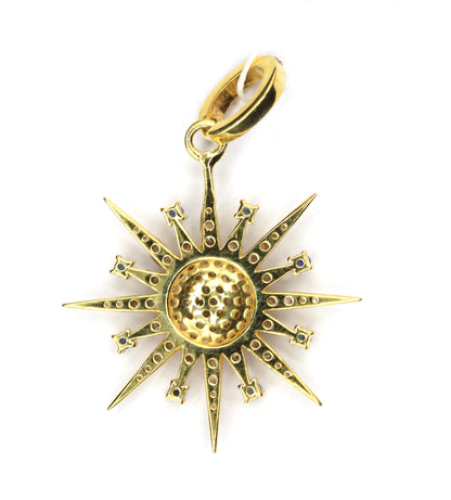 Star shaped sterling silver pendant with Diamond And Blue Sapphire
