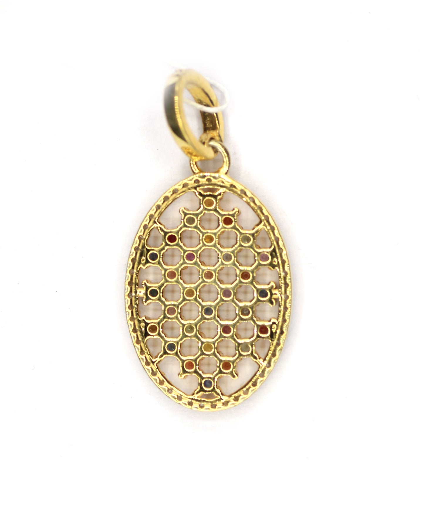 Oval Silver Pave Diamond Pendant