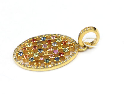 Oval Silver Pave Diamond Pendant