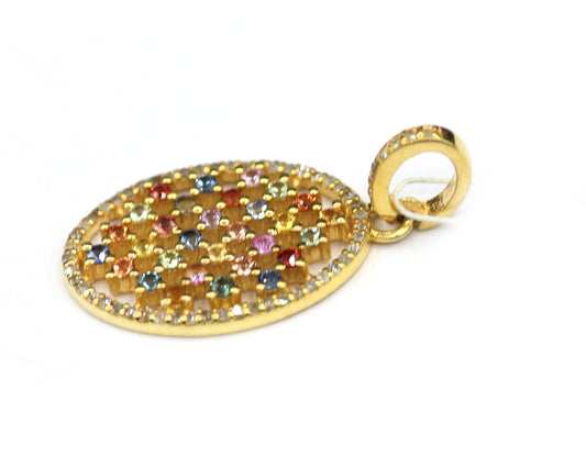 Oval Silver Pave Diamond Pendant