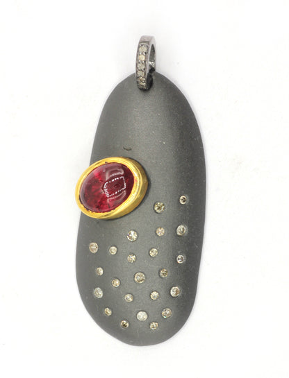 Unshape Silver Pave Diamond Pendant