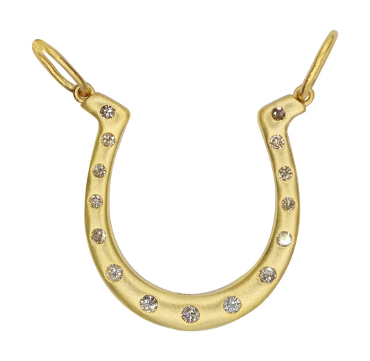 Horse Shoe 14k Solid Gold Diamond Pendants.