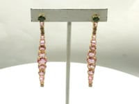 14k Solid Gold Diamond Earring With Pink Tourmaline Stone