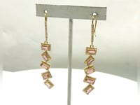 14k Solid Gold Diamond Earring With Pink Tourmaline Stone