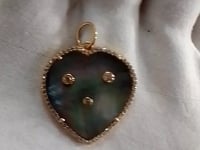 Black Mother of Pearl 14k Solid Gold Diamond Pendants