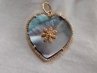 Black Mother of Pearl 14k Solid Gold Diamond Pendants