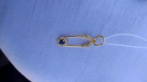Safety pin 14k Solid Gold Diamond Pendants
