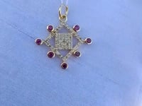 Square 14k Solid Gold Diamond Pendants.