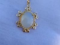 Oval 14k Solid Gold Diamond Pendants