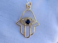 Hamsa hand 14k Solid Gold Diamond Pendants.