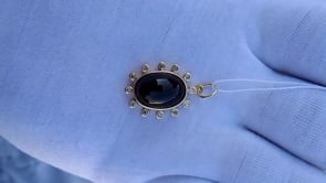 Oval 14k Solid Gold Diamond Pendants