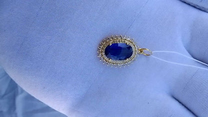 Oval 14k Solid Gold Diamond Pendants