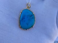 Turquoise 14k Solid Gold Diamond Pendants